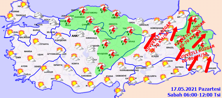 Haftanın ilk gününde fırtına ve sağanak yağış geliyor! Meteoroloji Genel Müdürlüğü il il uyardı: İşte 17 Mayıs 2021 hava durumu!