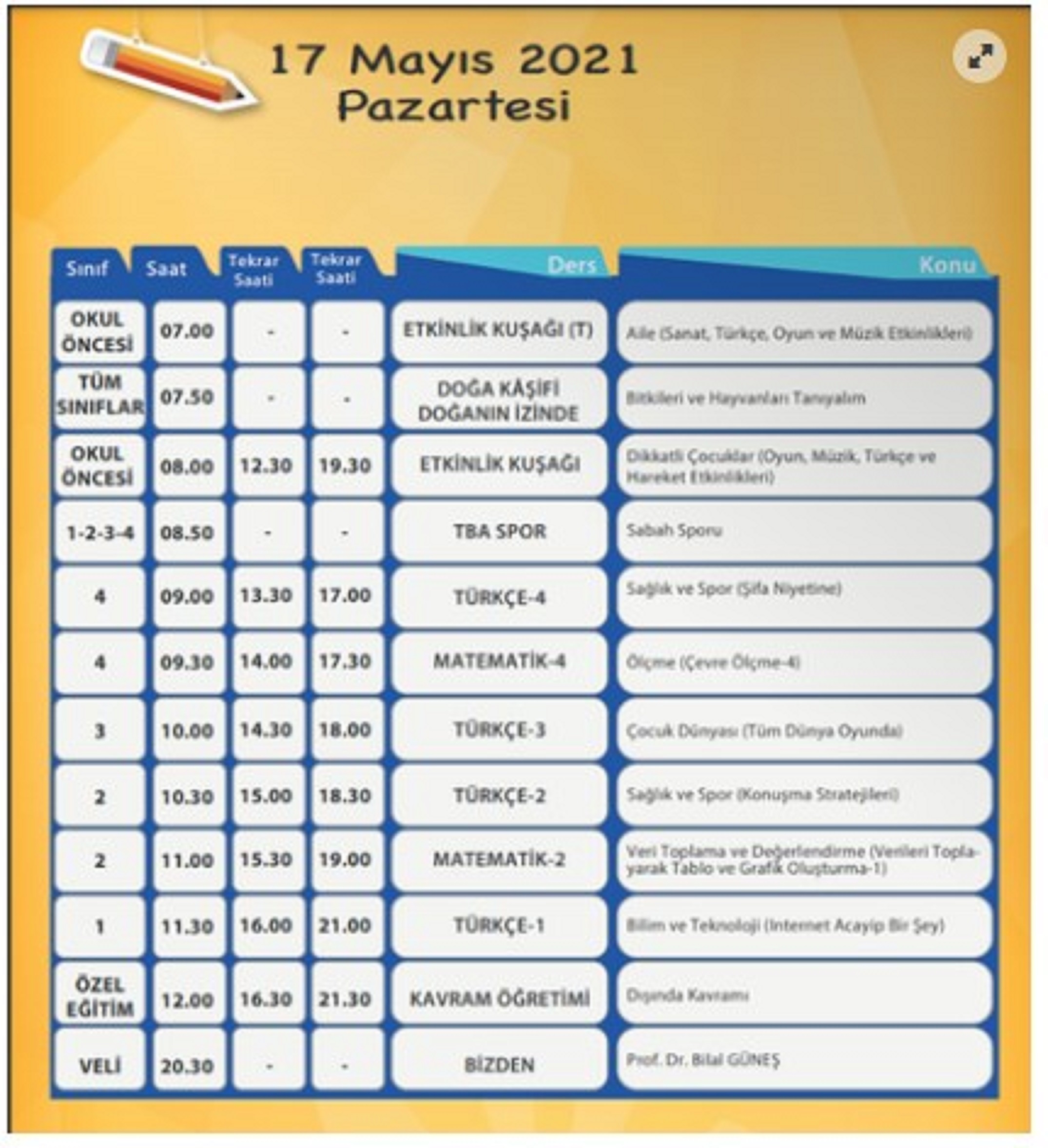 EBA yeni hafta ders programı sorgulama 2021| EBA TVde bugün hangi dersler var?