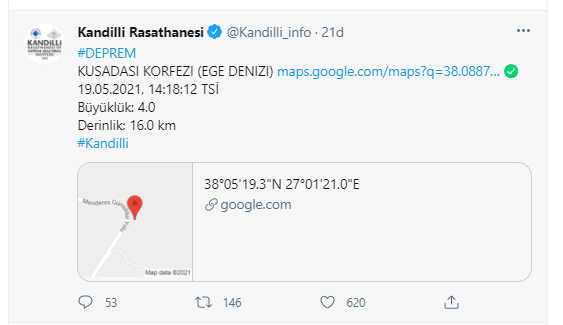 İzmir Menderes te deprem mi oldu son dakika Ege Denizi Kuşadası Körfezi