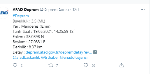 İzmir Menderes te deprem mi oldu son dakika Ege Denizi Kuşadası Körfezi