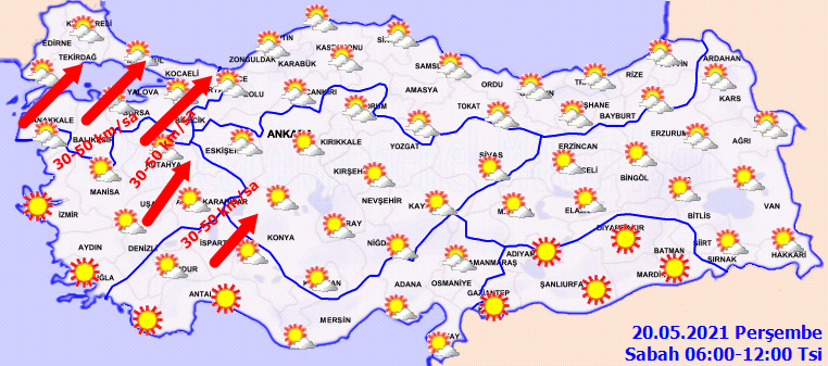 İstanbul'da fırtına alarmı: Saatte 60 km'ye ulaşacak! İşte 20 Mayıs Perşembe il il, haritalı hava durumu!