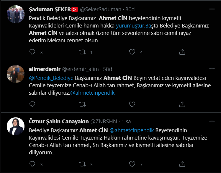 Pendik Belediye Başkanı Ahmet Cin'in acı günü: Kayınvalidesi Cemile Hanım vefdat etti!