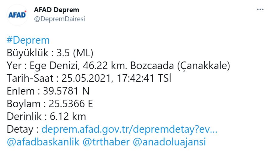 AFAD ve Kandilli Rasathanesi açıkladı! Ege Denizi'nde 3.7 şiddetinde deprem
