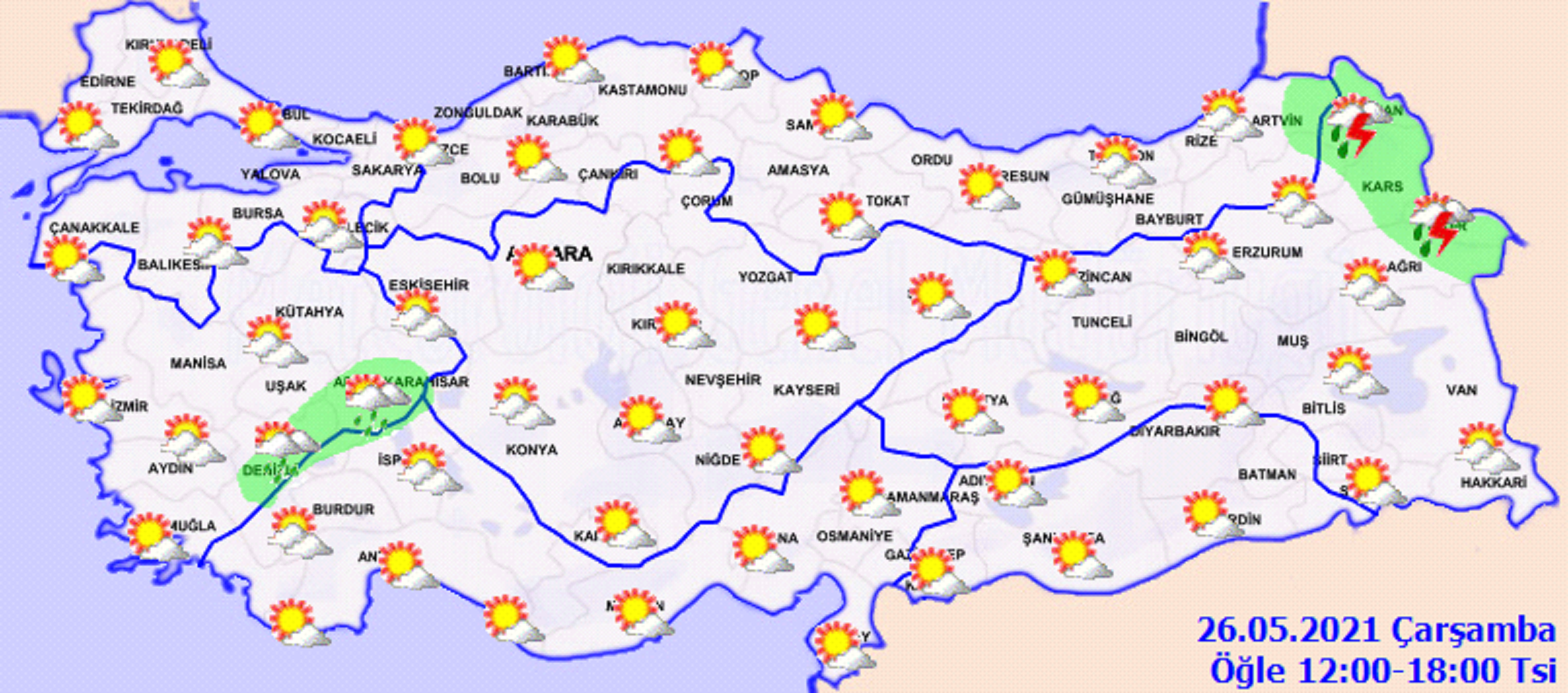 Meteoroloji açıkladı: O iller için gök gürültülü yağış uyarısı! İşte 26 Mayıs Çarşamba il il, haritalı hava durumu