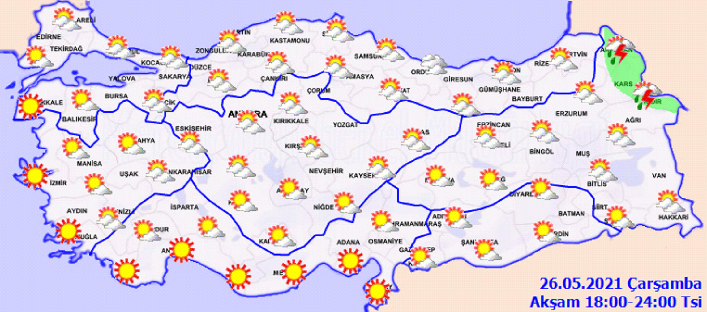 Meteoroloji açıkladı: O iller için gök gürültülü yağış uyarısı! İşte 26 Mayıs Çarşamba il il, haritalı hava durumu