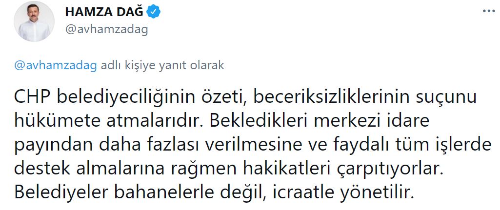 AK Parti Tanıtım ve Medya Başkanı Dağ'dan CHP'ye tepki!