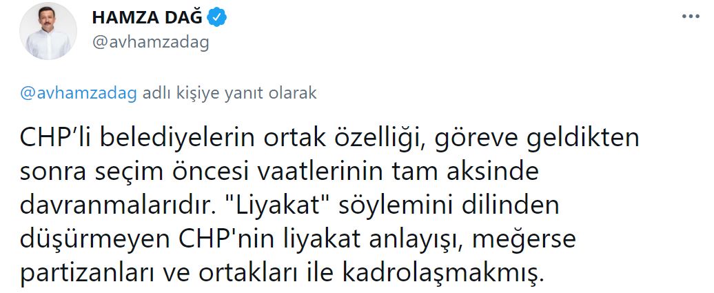 AK Parti Tanıtım ve Medya Başkanı Dağ'dan CHP'ye tepki!