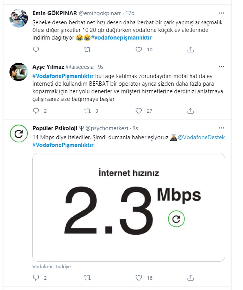 Sosyal medyada isyan var! #VodafonePişmanlıktır