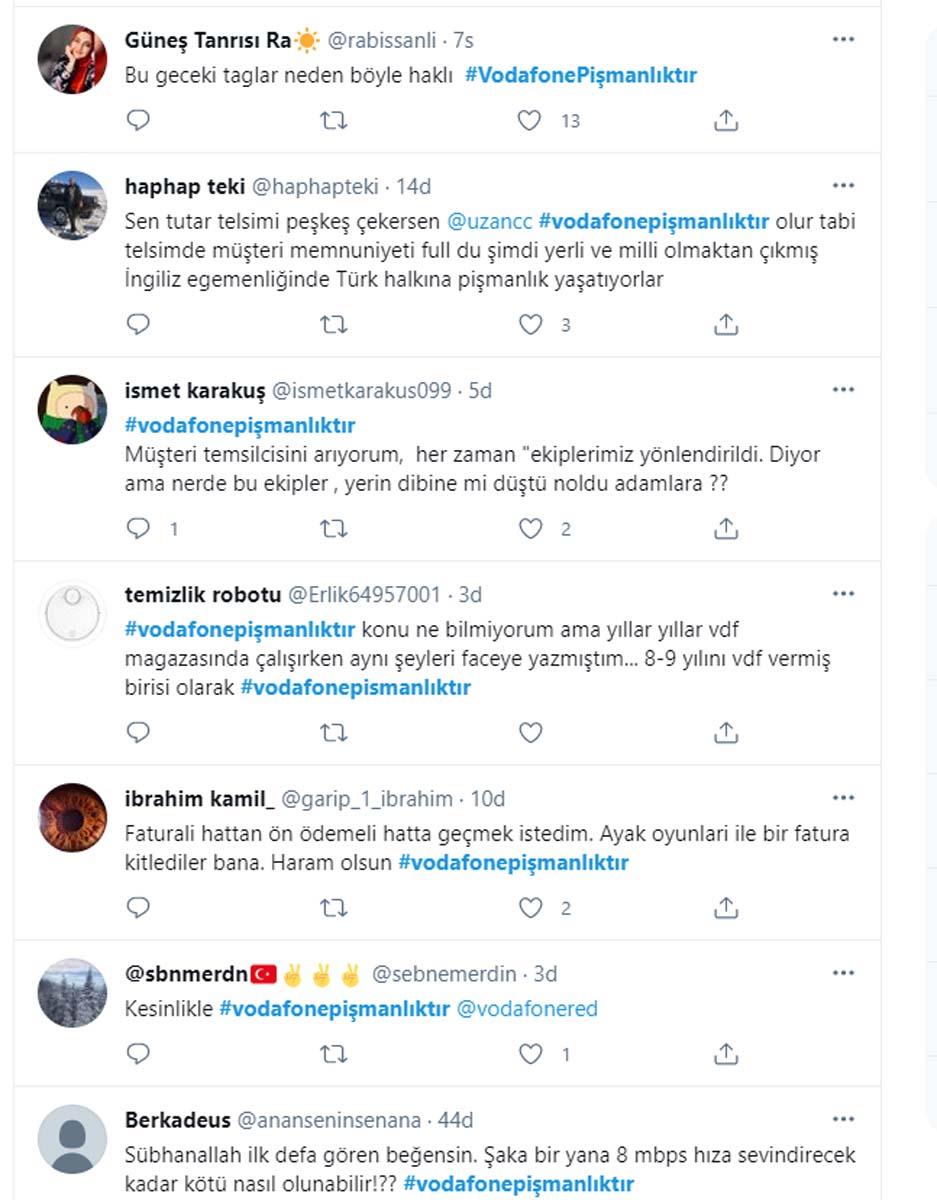 Sosyal medyada isyan var! #VodafonePişmanlıktır