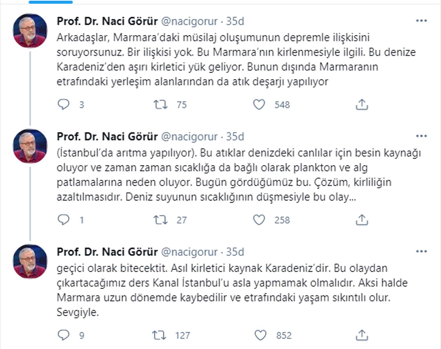 Naci Görür açıkladı! Marmara Denizindeki deniz salyasının depremle ilişkisi var mı?