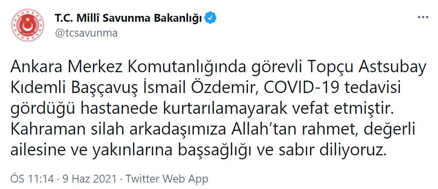 MSB acı haberi duyurdu! Koronavirüse yenik düştü