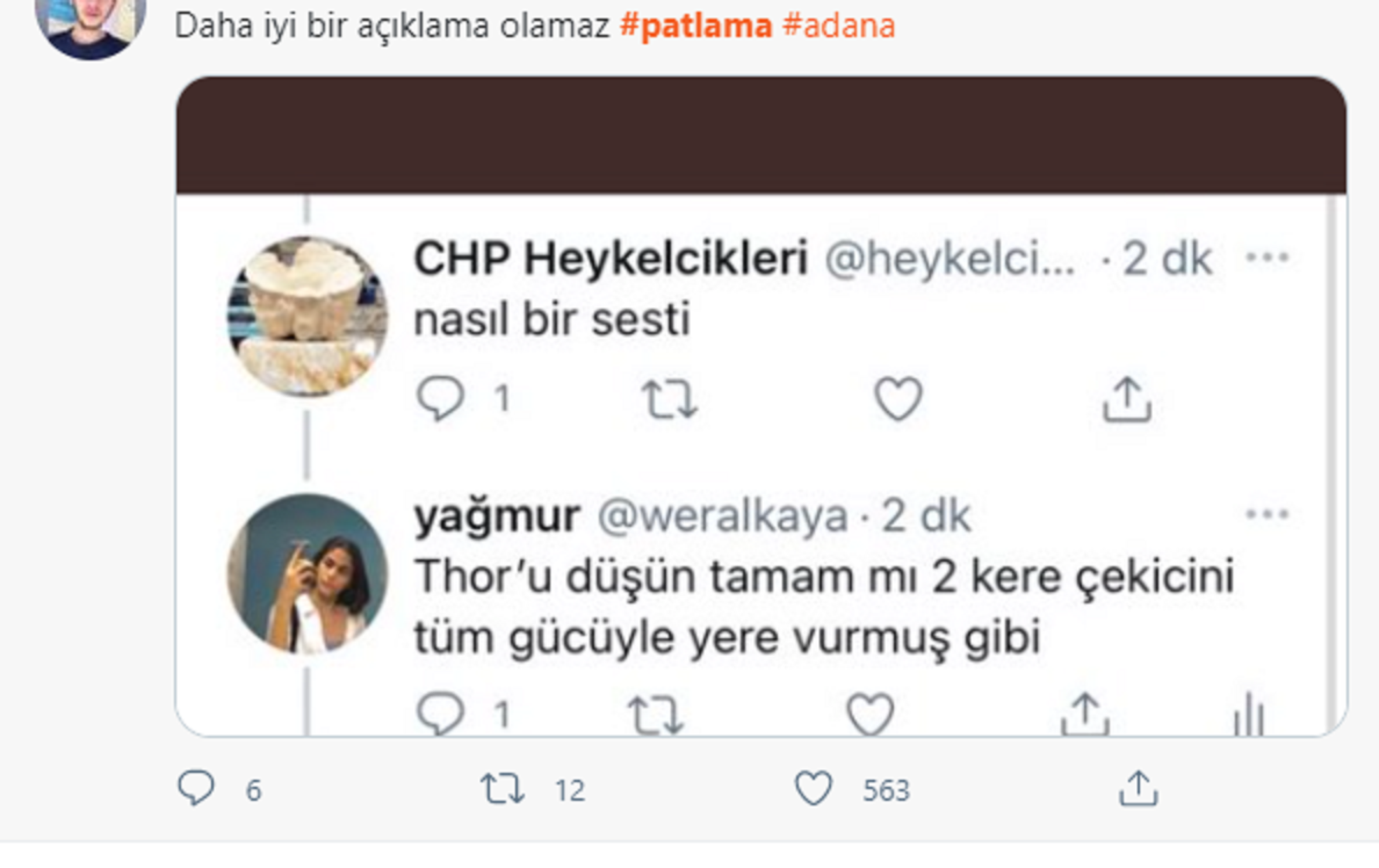 Adanadaki korkutan patlama sesi twitterda mizah konusu oldu