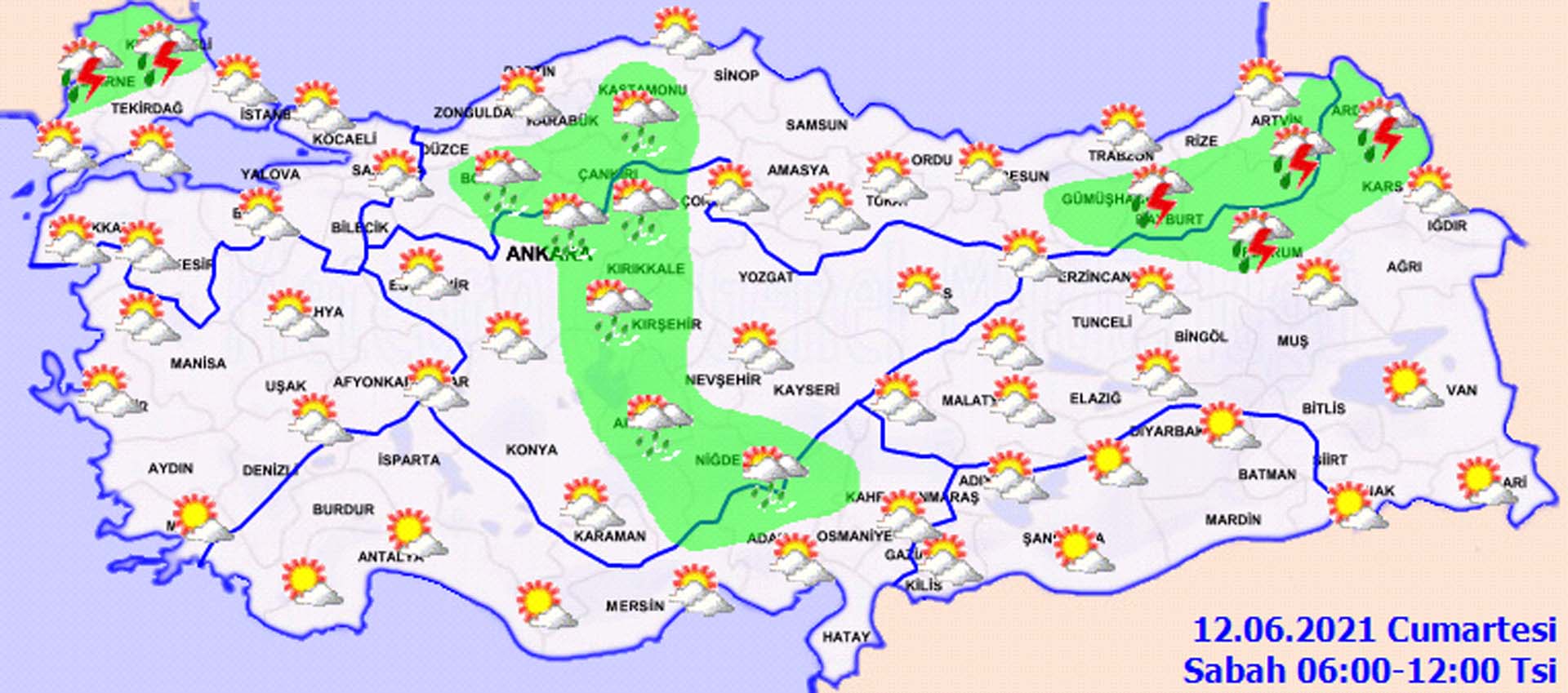 Son dakika | Meteoroloji'den o bölgeler için gök gürültülü sağanak yağış uyarısı (12 Haziran 2021 Cumartesi) 