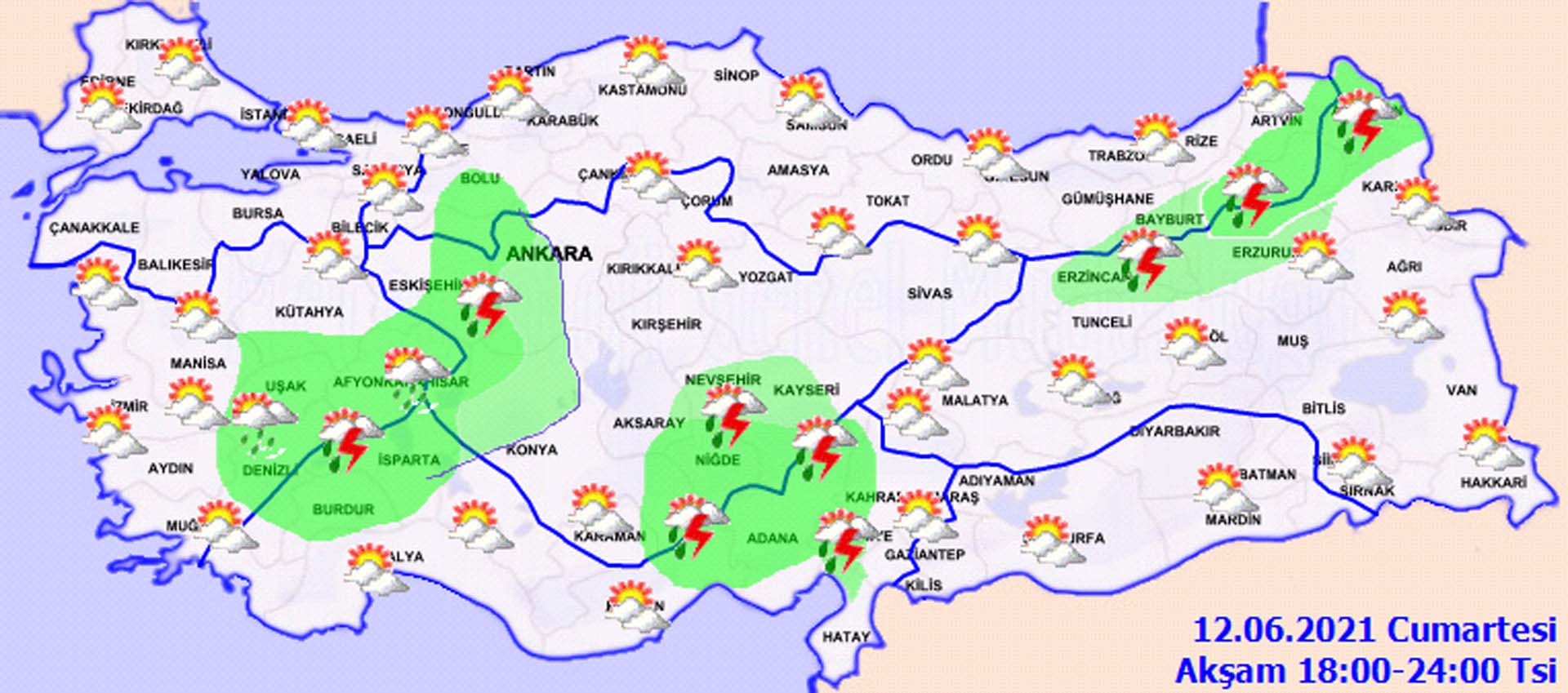 Son dakika | Meteoroloji'den o bölgeler için gök gürültülü sağanak yağış uyarısı (12 Haziran 2021 Cumartesi) 