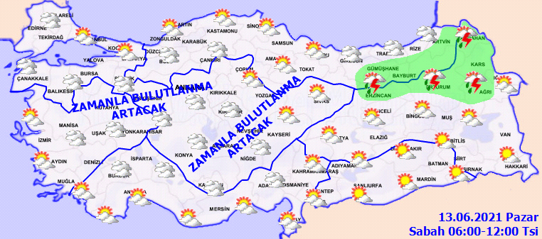 Meteoroloji'den o illere gök gürültülü sağanak yağış uyarısı! İstanbul'da da etkili olacak... İşte 13 Haziran Pazar hava durumu...