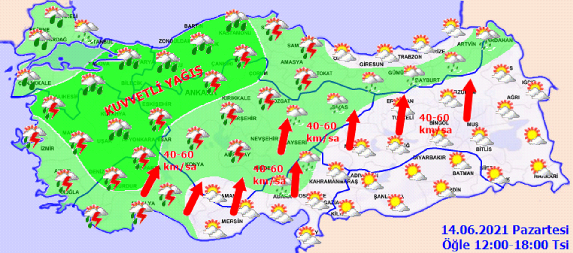 Meteoroloji açıkladı: O iller için gök gürültülü sağanak yağış uyarısı! İşte 14 Haziran 2021 Pazartesi il il, haritalı hava durumu