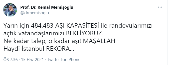 İstanbul İl Sağlık Müdürü Prof. Dr. Memişoğlu vatandaşa aşı çağrısı!