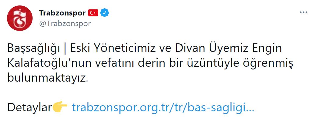 Acı haberi duyurdu! Trabzonspor'dan başsağlığı mesajı!