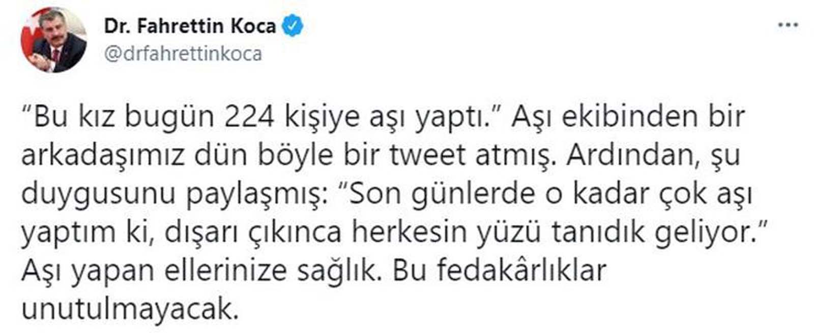 Fahrettin Koca'dan sağlık çalışanına teşekkür: Yaptığın fedakarlık takdire şayan!