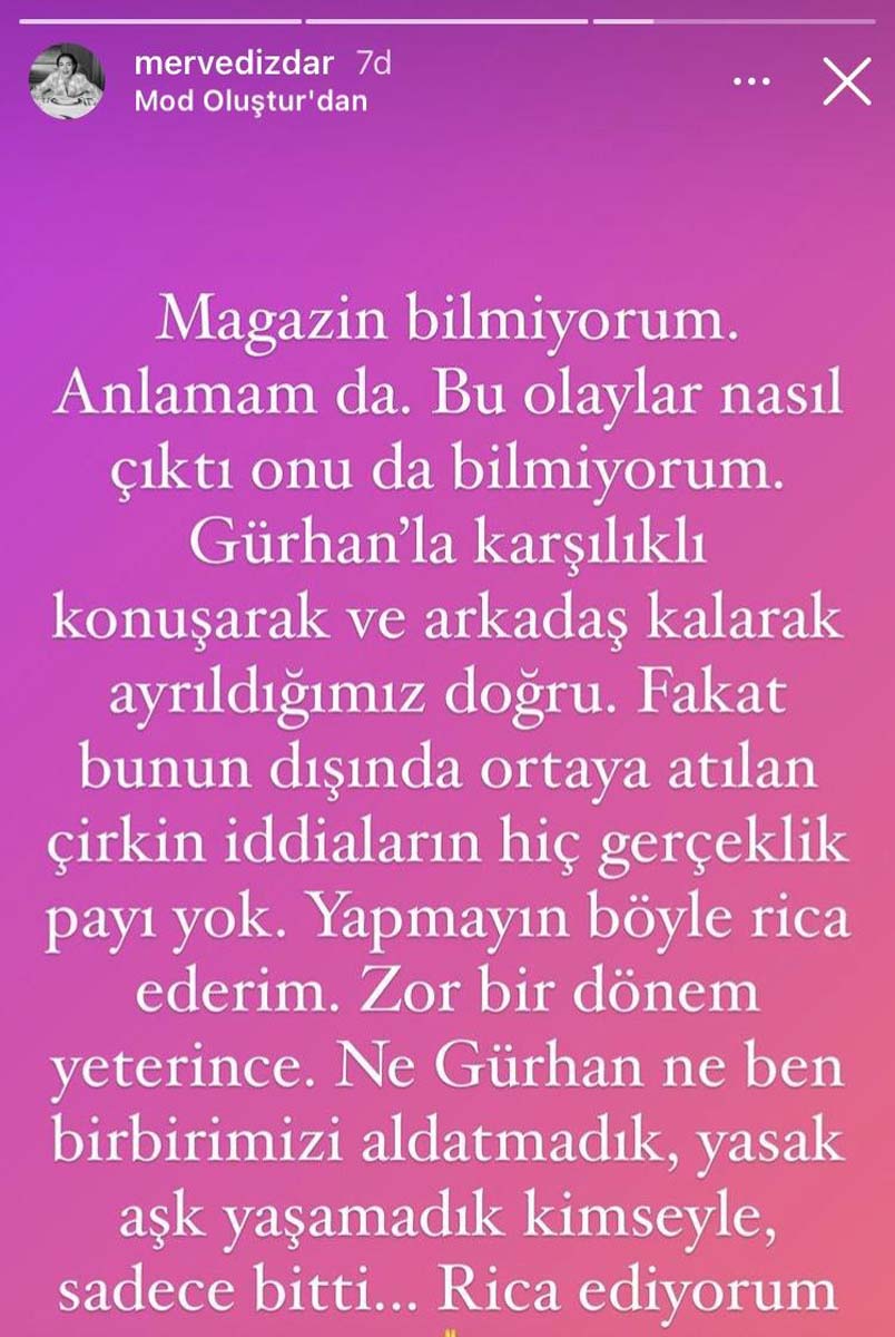 Merve Dizdar, hayranlarını üzen haberi sosyal medyadan duyurdu: Gürhan Altundaşar'dan boşanıyor