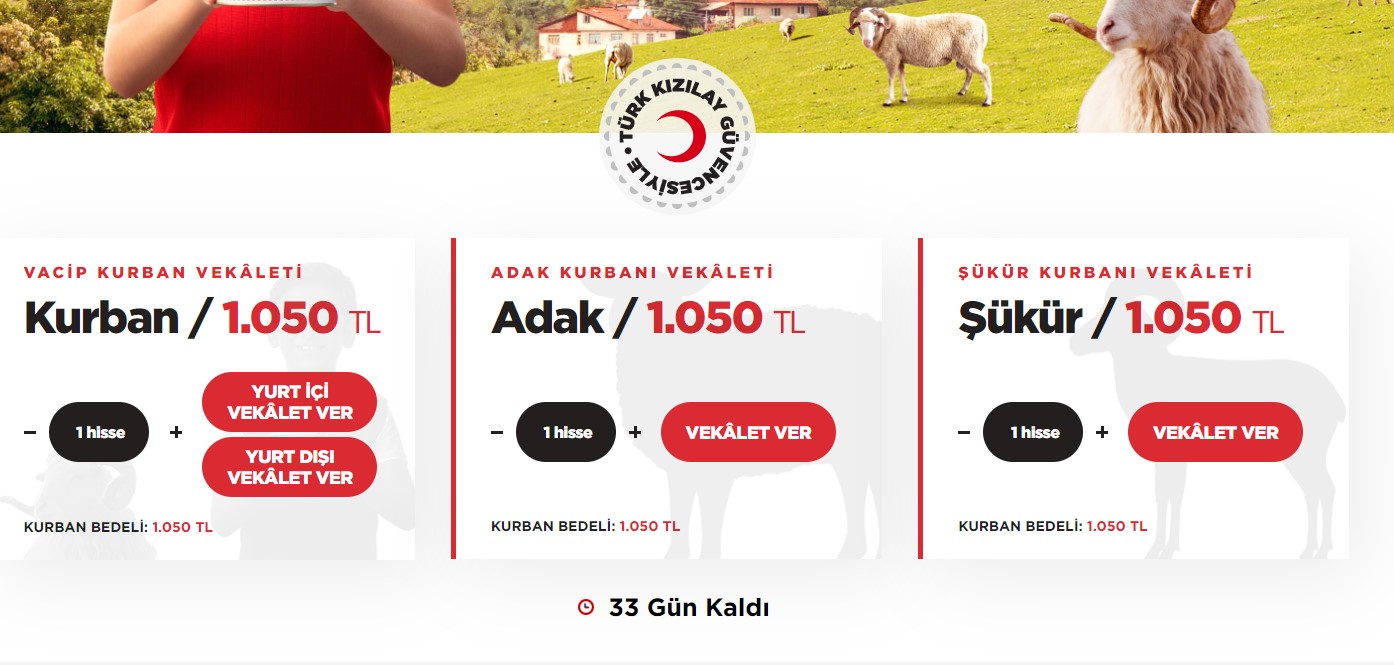 Kızılay vekaletle kurban kesim bedeli 2021|Kızılay vekaletle kurban kesim ücretleri ne kadar 2021?