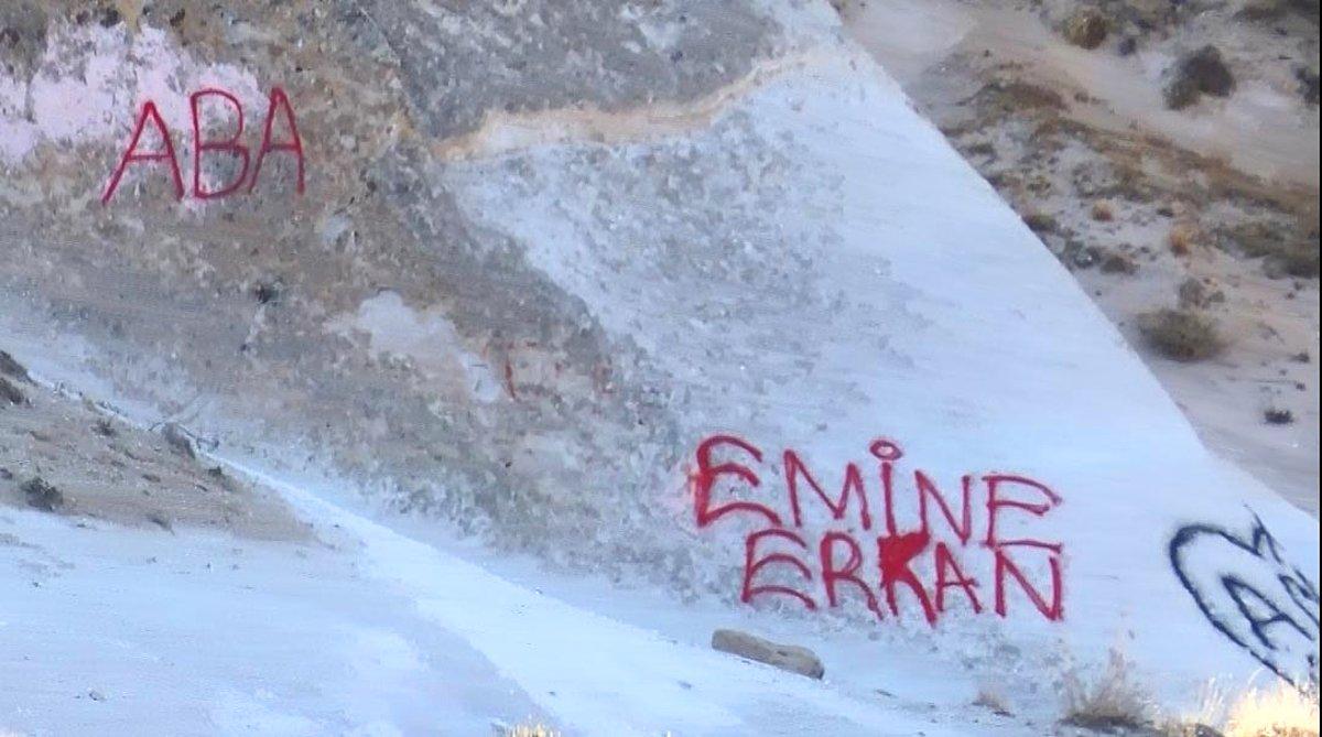 Peribacalarına sprey boya ve çeşitli cisimlerle zarar verdiler