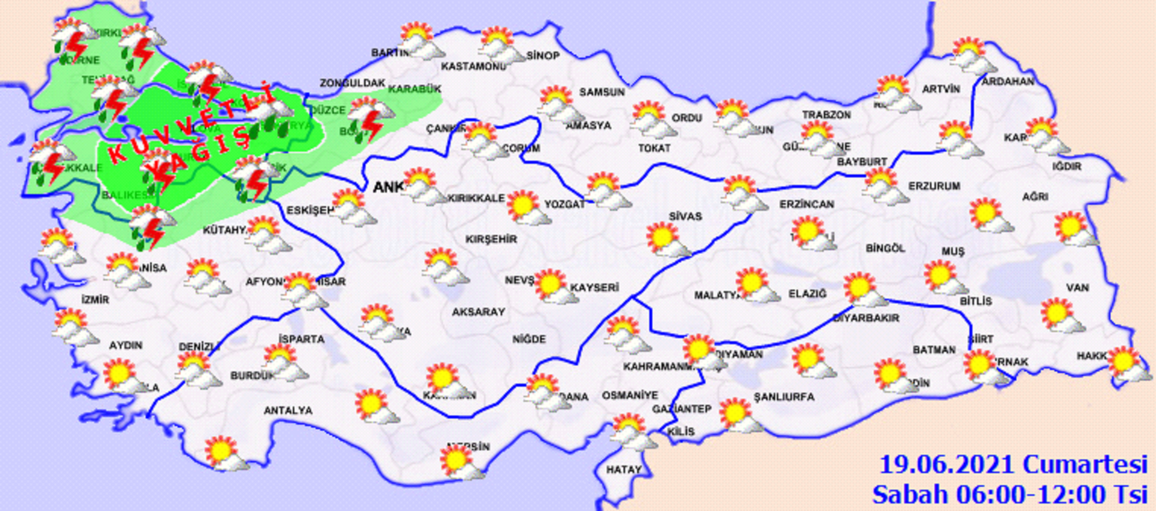 Yurdun batı kesimleri yağışlara teslim! Güneş yüzünü göstermiyor! 19 Haziran 2021 Cumartesi il il, haritalı hava durumu