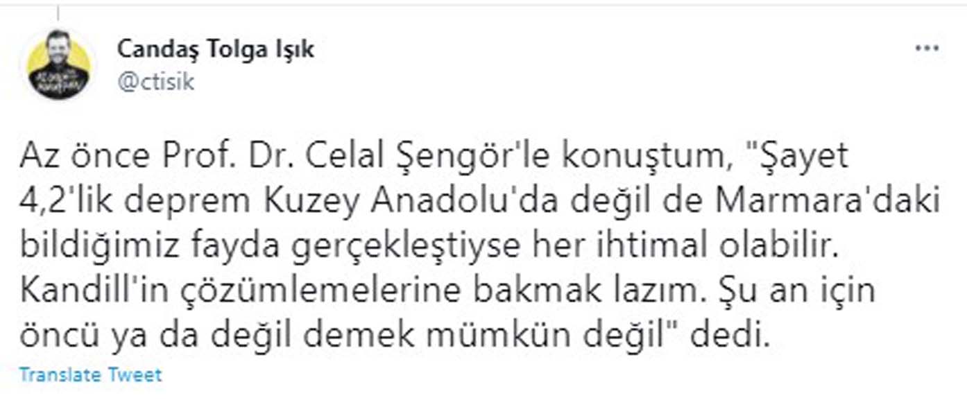 Prof. Dr. Celal Şengör'den İstanbul depremi açıklaması: Şayet Marmara'daki bildiğimiz fayda gerçekleştiyse her ihtimal olabilir!
