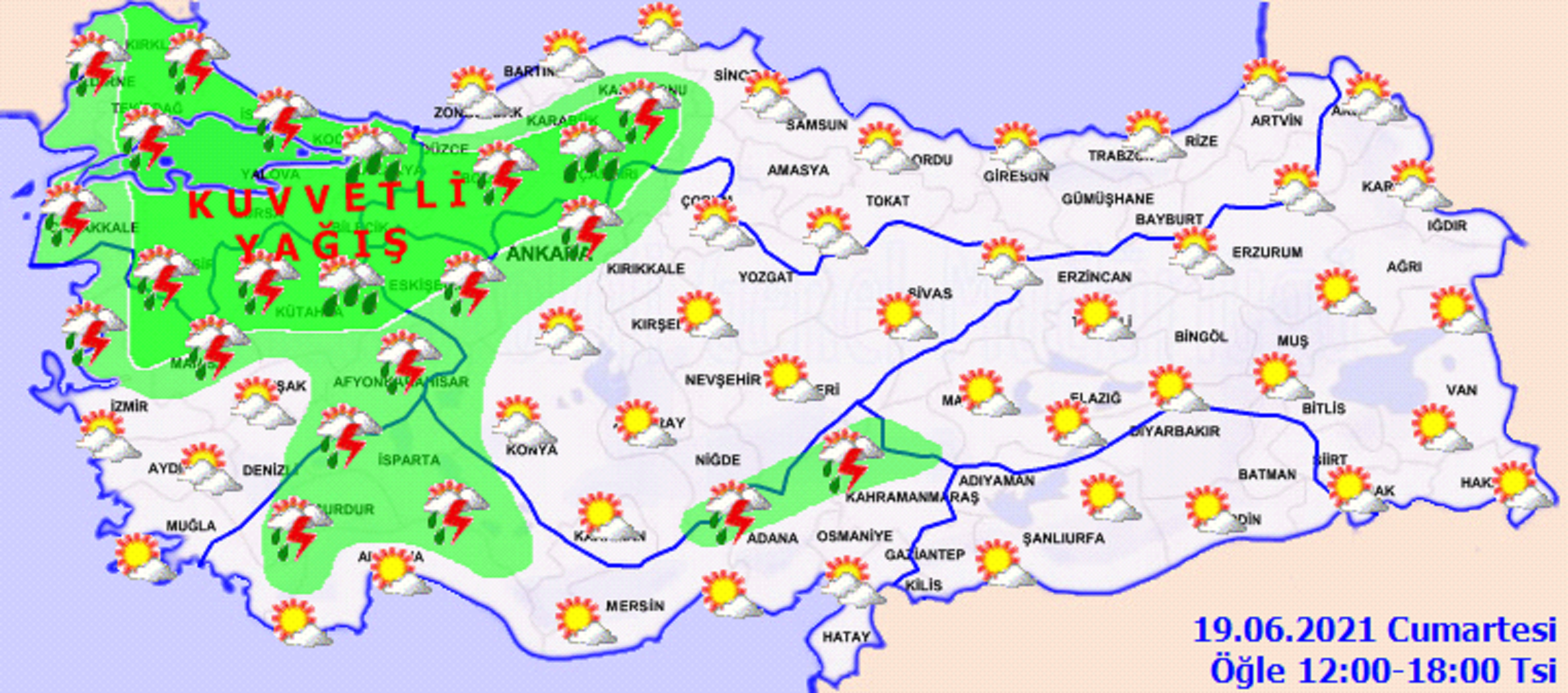 Yurdun batı kesimleri yağışlara teslim! Güneş yüzünü göstermiyor! 19 Haziran 2021 Cumartesi il il, haritalı hava durumu