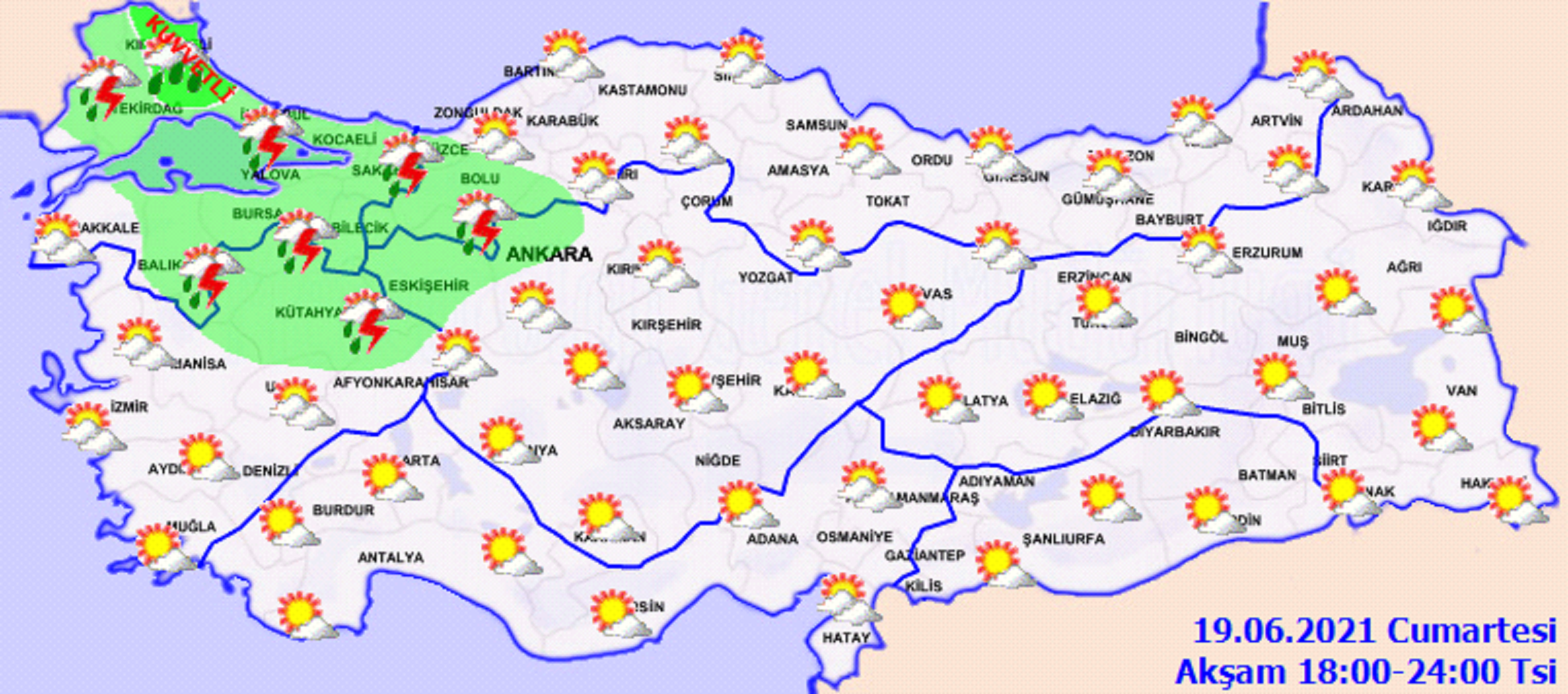 Yurdun batı kesimleri yağışlara teslim! Güneş yüzünü göstermiyor! 19 Haziran 2021 Cumartesi il il, haritalı hava durumu