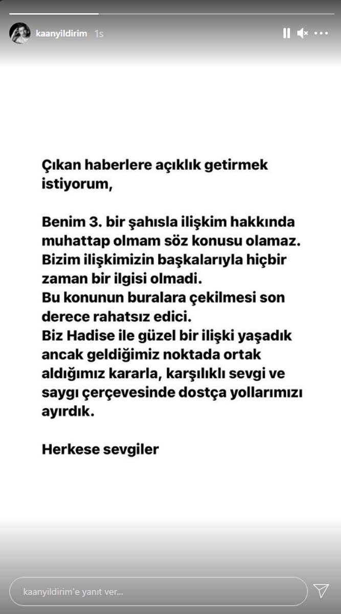 Kaan Yıldırım sosyal medya hesabında çıkan ayrılık iddialarına ateş püskürdü!