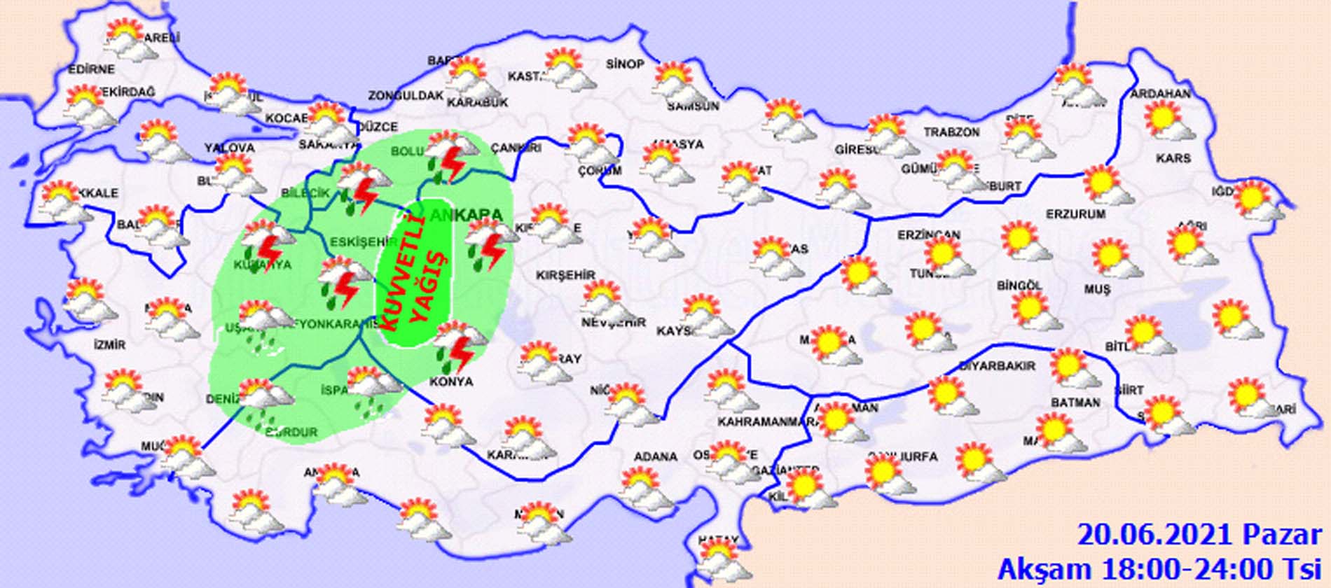 Son dakika | Dikkat: Meteoroloji'den çok sayıda il için sağanak yağmur uyarısı! 20 Haziran 2021 Pazar il il hava durumu