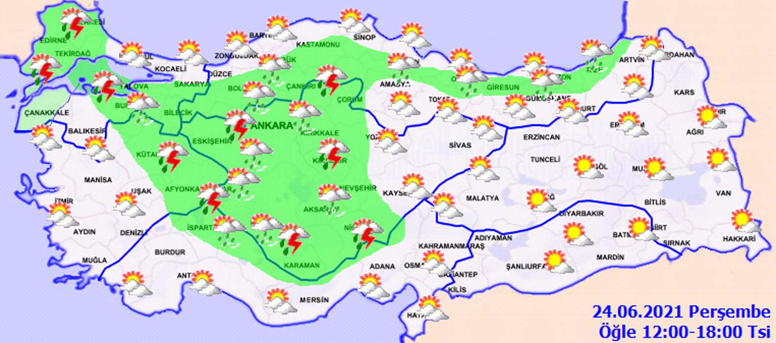 Meteoroloji'den 24 Haziran 2021 Perşembe hava durumu raporu: Dikkat! Gök gürültülü sağanak yağış geliyor!