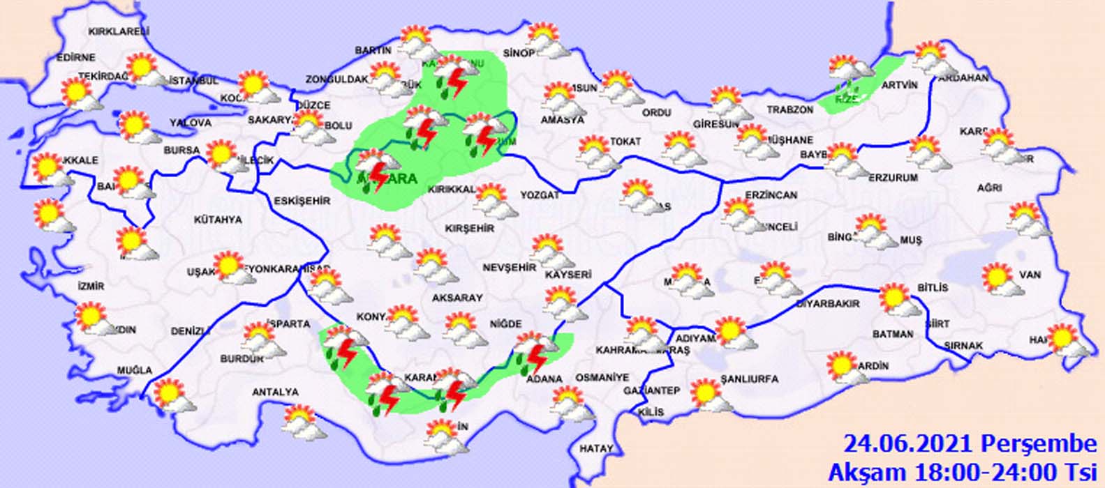 Meteoroloji'den 24 Haziran 2021 Perşembe hava durumu raporu: Dikkat! Gök gürültülü sağanak yağış geliyor!