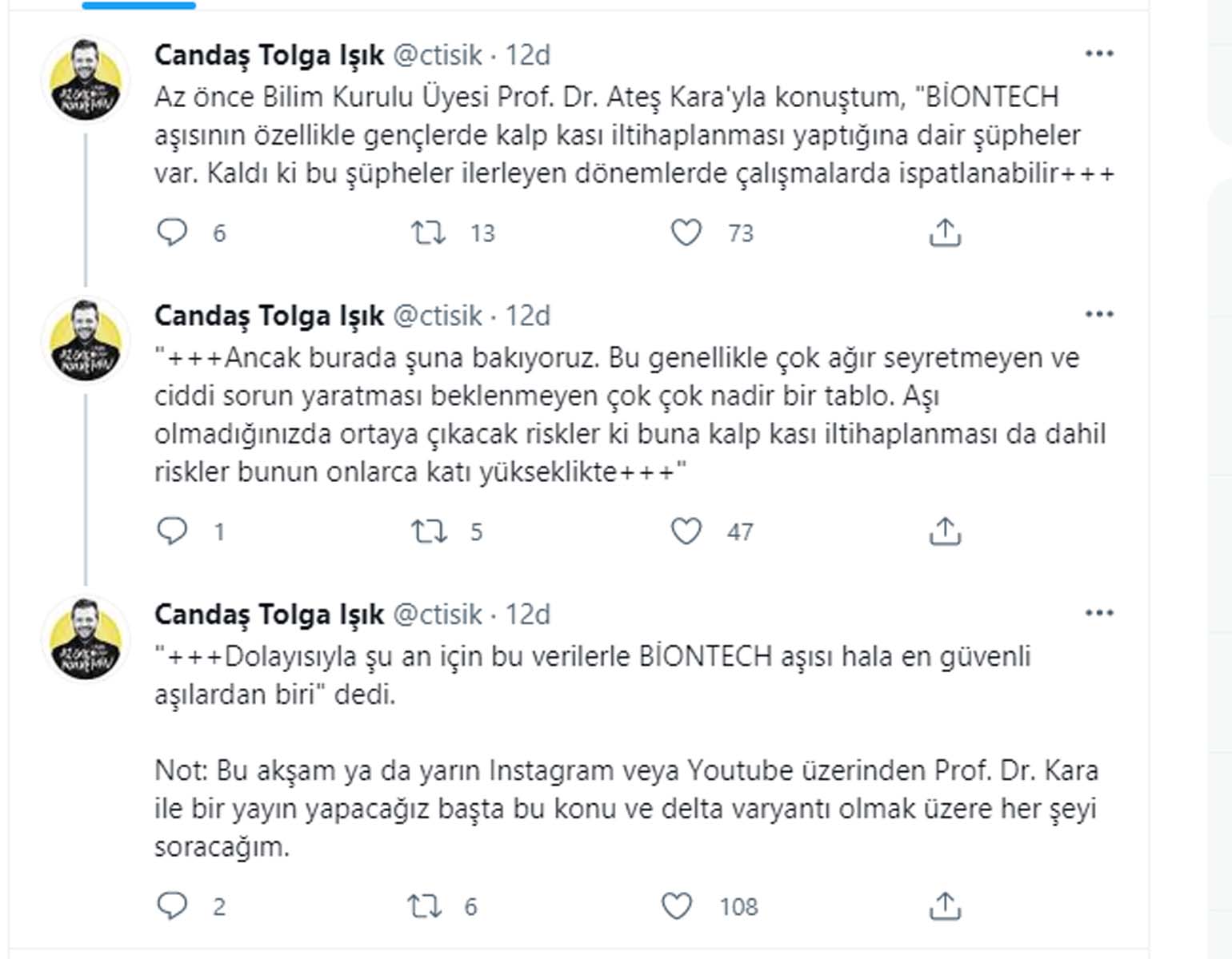 Bilim Kurulu Üyesi Kara'dan korkutan açıklama: BioNTech aşısının gençlerde kalp kası iltihaplanması yaptığına dair şüpheler var