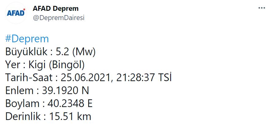 Son dakika | Bingöl'de 5.2 şiddetinde deprem!
