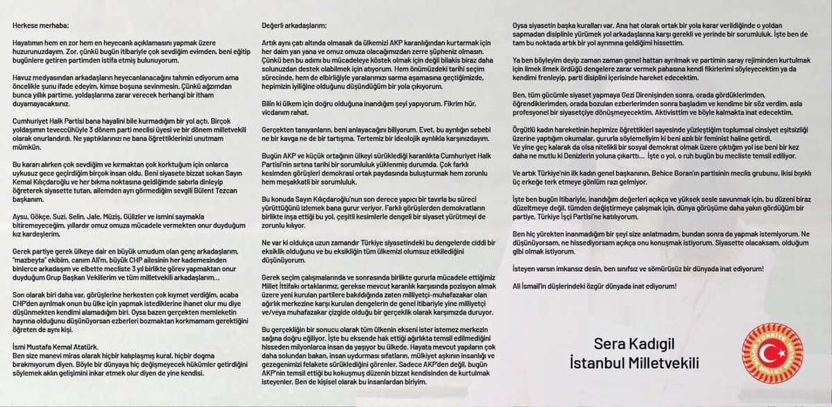 Saliha Sera Kadıgil Sütlü istifa mı etti? Saliha Sera Kadıgil Sütlü neden istifa etti? Hangi partiye geçti?