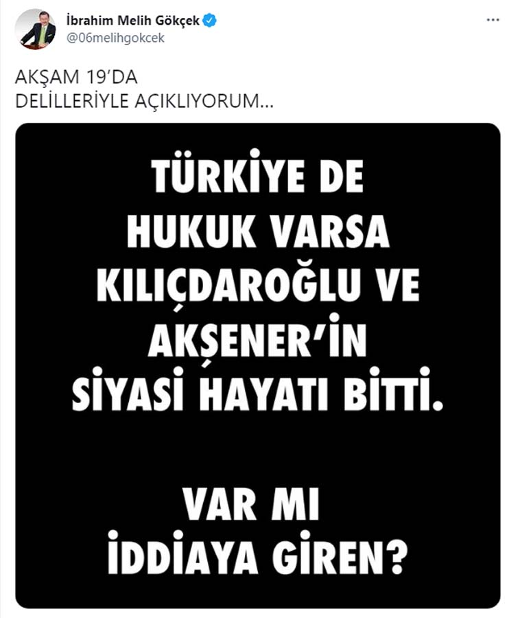 Melih Gökçek'ten ortalığı karıştıdı! Kılıçdaroğlu ve Akşener hakkında öyle bir iddiada bulundu ki!