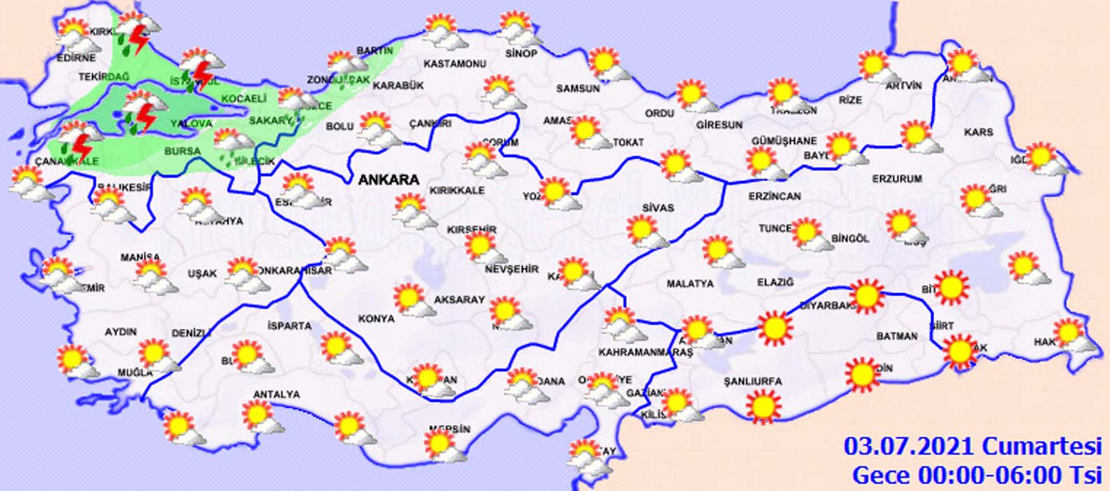 Sıcaklıklar bitti! Kuvvetli yağışlar geliyor! Meteoroloji'den 2 Temmuz Cuma hava durumu uyarısı! Sel, su baskını, dolu yağışına dikkat!