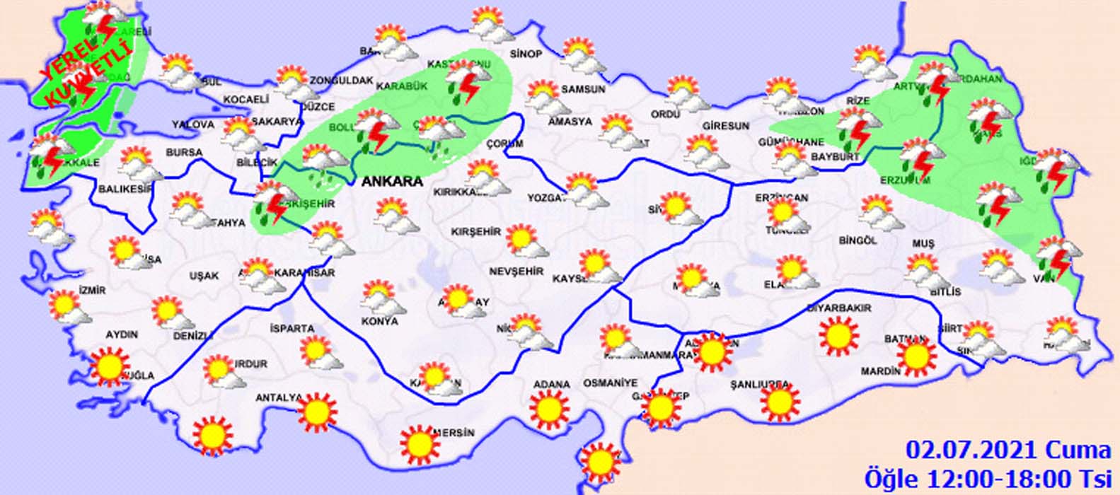Sıcaklıklar bitti! Kuvvetli yağışlar geliyor! Meteoroloji'den 2 Temmuz Cuma hava durumu uyarısı! Sel, su baskını, dolu yağışına dikkat!