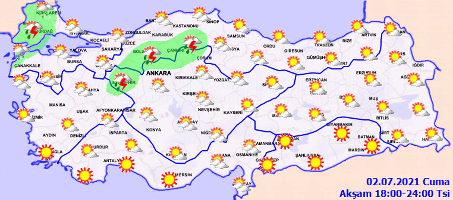 Sıcaklıklar bitti! Kuvvetli yağışlar geliyor! Meteoroloji'den 2 Temmuz Cuma hava durumu uyarısı! Sel, su baskını, dolu yağışına dikkat!