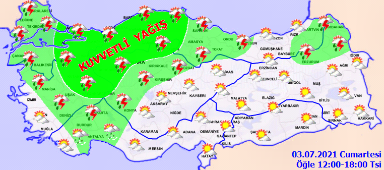 Hafta sonu şiddetli yağmurla başladı! Meteoroloji'den vatandaşlara sel, su baskını ve dolu uyarısı! İşte 3 Temmuz Cumartesi hava durumu