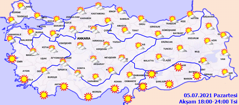 Aman dikkat! Yaz yağmurlarına yakalanmayın! 5 Temmuz 2021 Pazartesi il il, haritalı hava durumu
