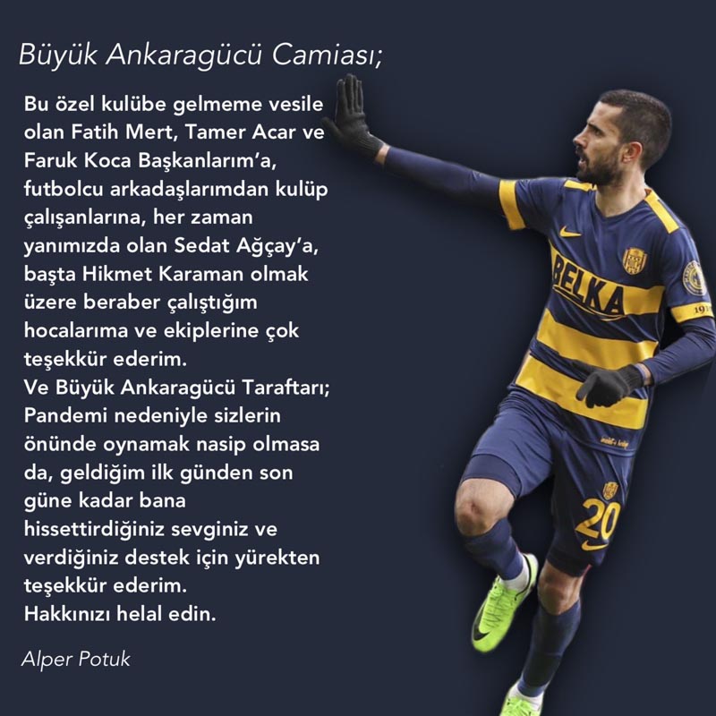 Alper Potuk Ankaragücü'nden ayrıldığını açıkladı