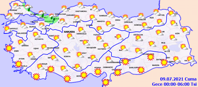  Şiddetli yağışlar hayatı olumsuz etkileyecek | Ani sel, su taşkınlarına dikkat! 8 Temmuz 2021 Perşembe il il, haritalı hava durumu