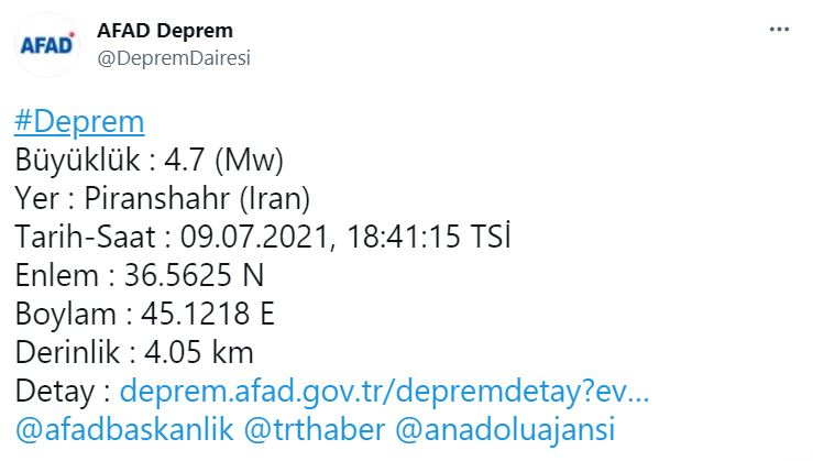 Son dakika | İran'da 4.7 şiddetinde deprem
