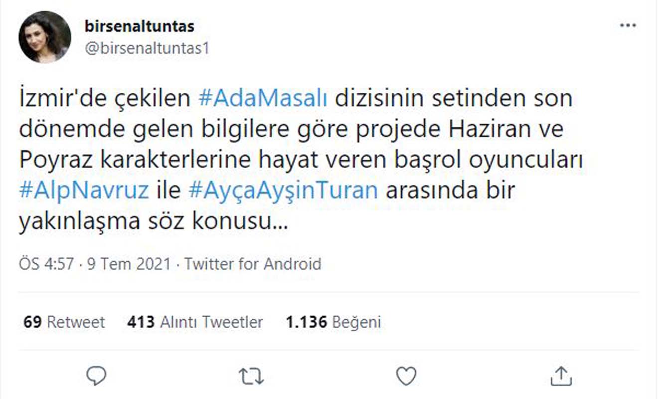 Dizi aşkı daha gerçek mi oldu? Ada Masalı'nın yıldızları Ayça Ayşin Turan ve Alp Navruz'un birlikte olduğu iddia edildi!