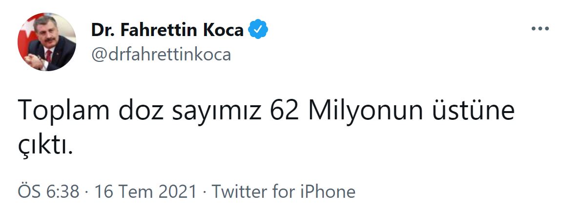 Son dakika | Bakan Koca açıkladı: 62 milyonun üstüne çıktı