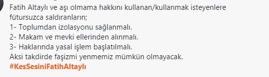 Aşı olmayanlara kısıtlama uygulansın dedi, tepkilerin hedefi oldu #KesSesiniFatihAltaylı