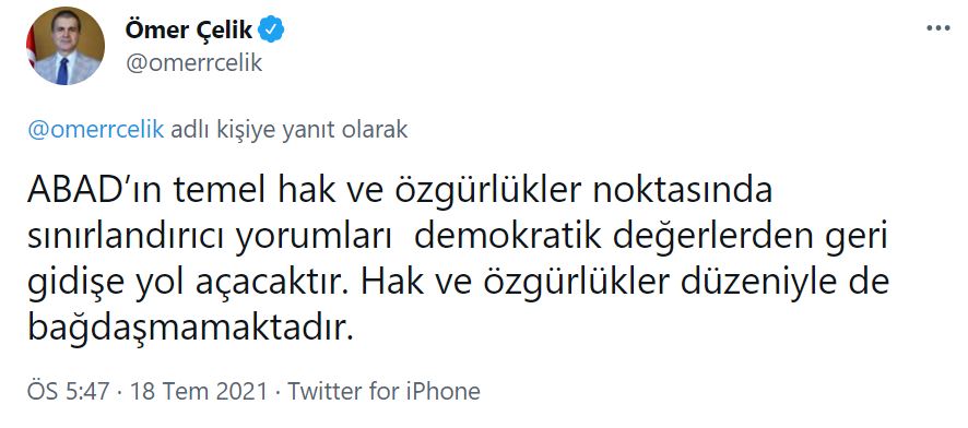 AK Parti Sözcüsü Ömer Çelik'ten AB sert tepki: Bu karar, İslamofobik yabancı düşmanı çevreleri cesaretlendirecektir